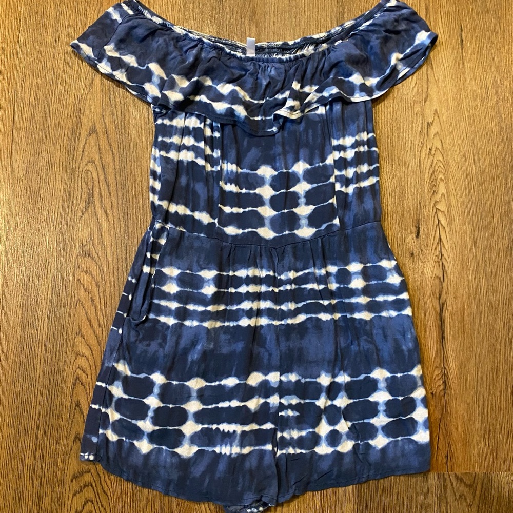 Navy and White Medium Romper w/ pockets
